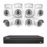 16 Channel 4K PoE Bullet & PTZ Security Camera System, 8MP Outdoor PoE IP Cameras, Pan & Tilt, ONVIF Supported NVR, Two-Way Audio, Smart Human/Vehicle Detection(6x PT Cameras+2x IP Cameras)